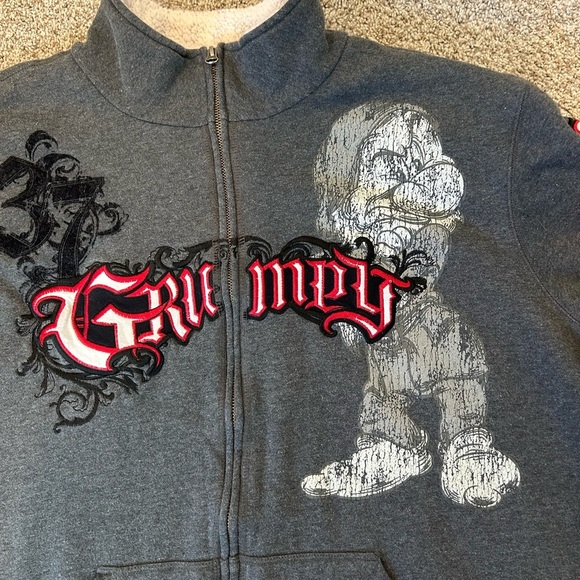 Disneyland Resort Grumpy Embroidered full zip sweatshirt. Sherpa fleece lined. - Picture 2 of 10